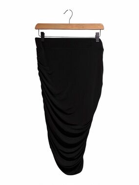 2/$30 Torrid Women’s Knit Cinched Black Ruched Asymmetric Midi Pencil Skirt